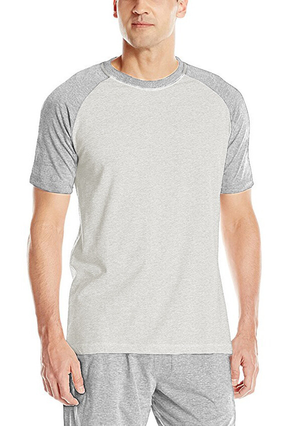 Hanes Men’s X-Temp Short Sleeve Raglan T-Shirt Heather Grey/Light Grey