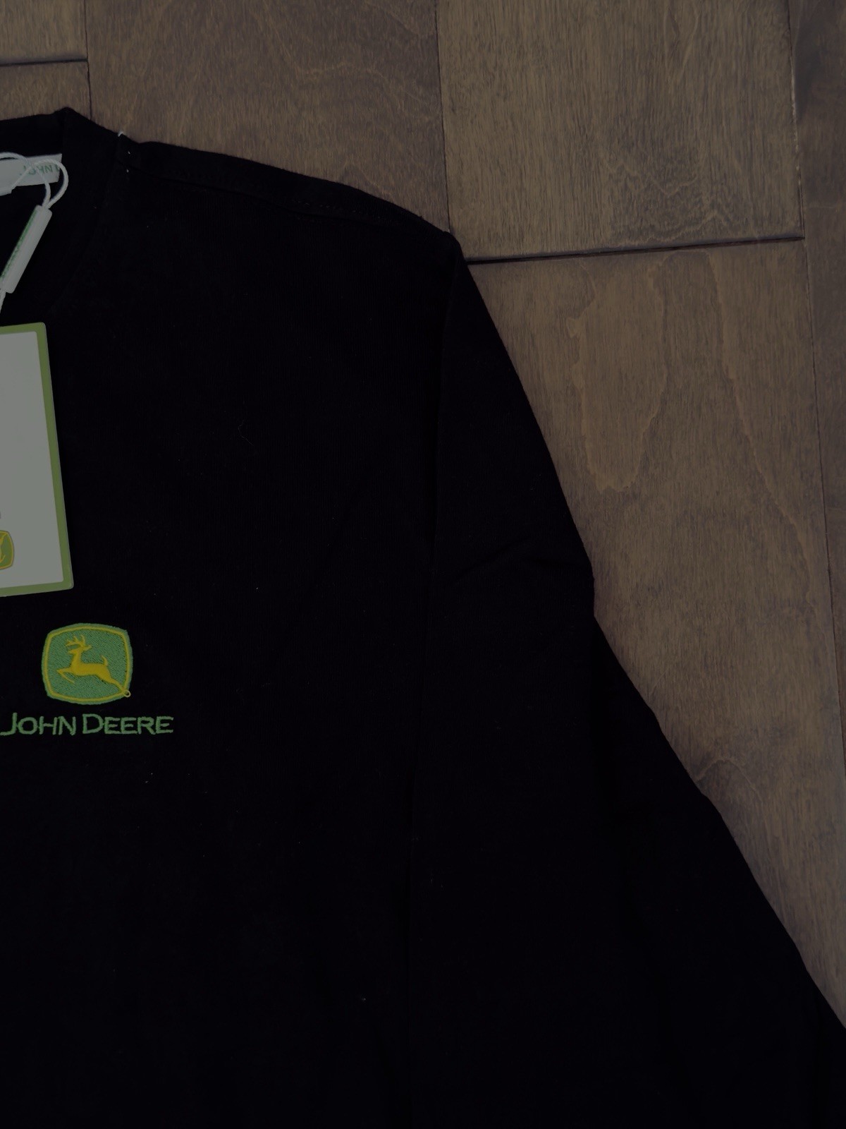 NWT John Deere Mens Long Sleeve T-Shirt Embroidered Logo Crew Neck Black Size L
