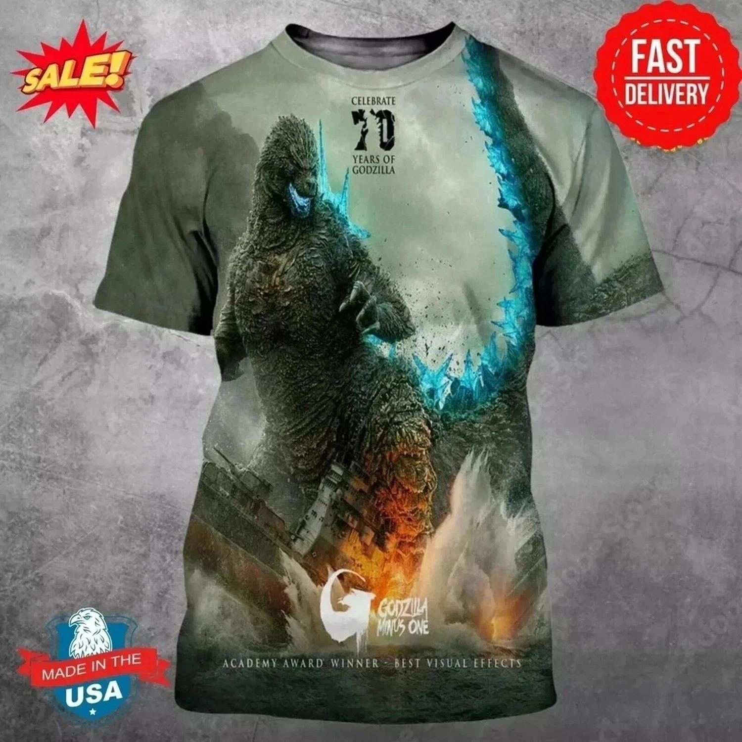 Godzilla Minus One Re-Release 3D T Shirt Unisex All Size Tee