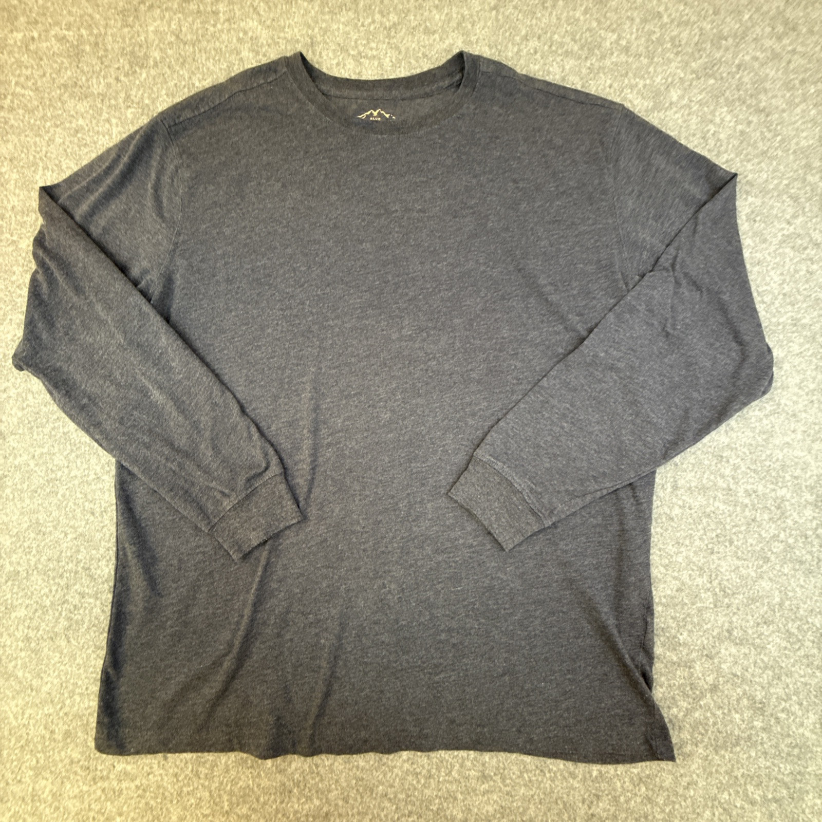 Blue Mountain Men’s Long Sleeve T Shirt Cotton Blend Easy Care Blue Size Large