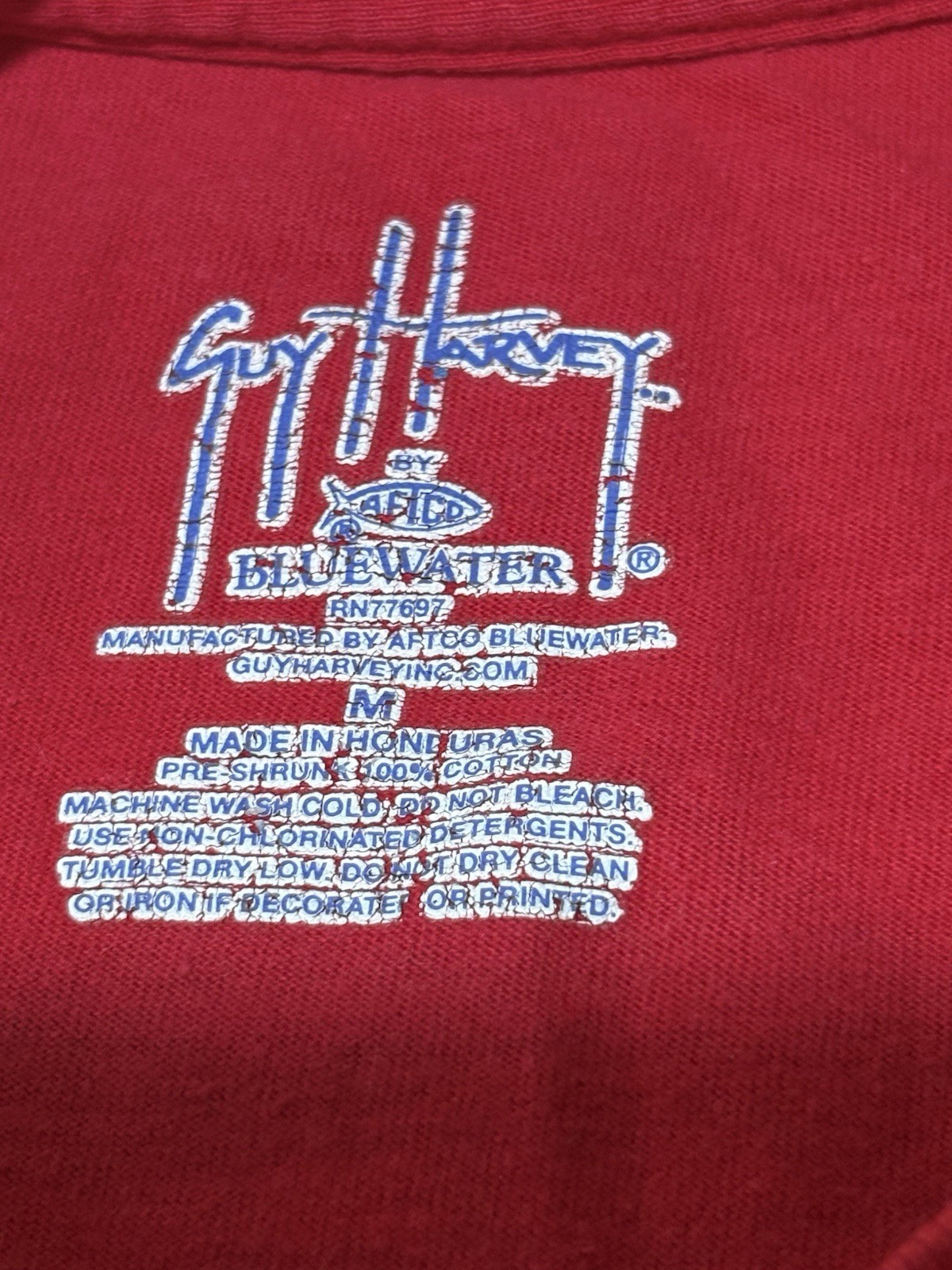 Guy Harvey BlueWater Firefighter Fire Department Swordfish Pocket T Shirt Size M