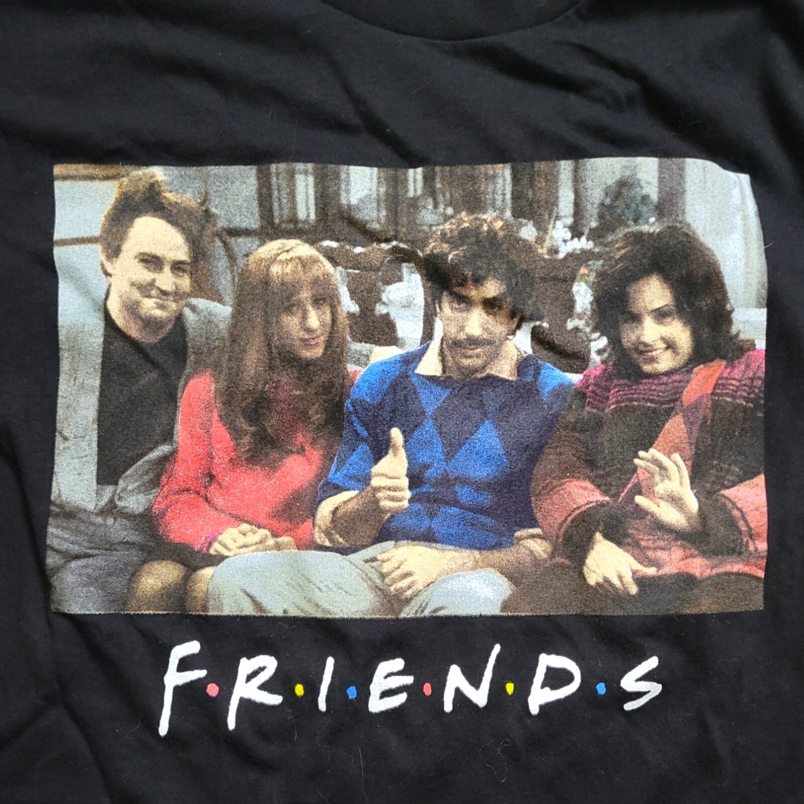 NWT New Friends Med Tee Shirt Spencer’s Gifts Black Thanksgiving Flashback