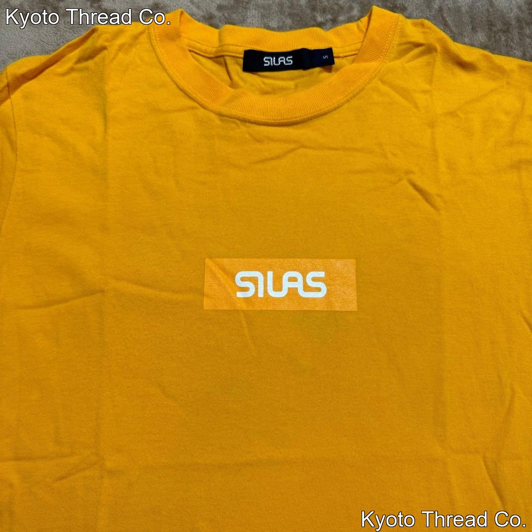 SILAS Yellow T-Shirt with Box Logo, Short-Sleeve, S Size
