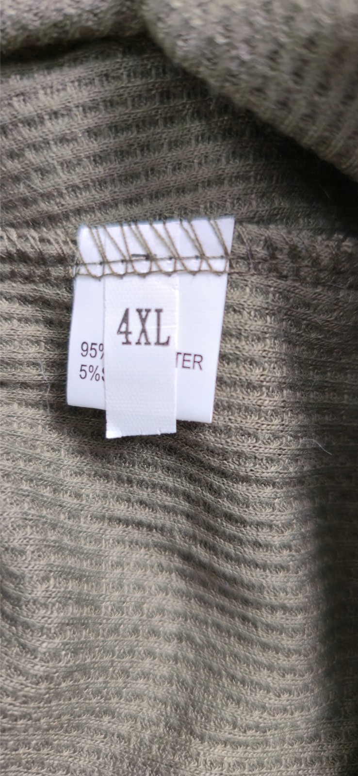 Men’s 4XL Olive Green Waffle Knit Long Sleeve Shirt Notch Neck Casual Thermal To