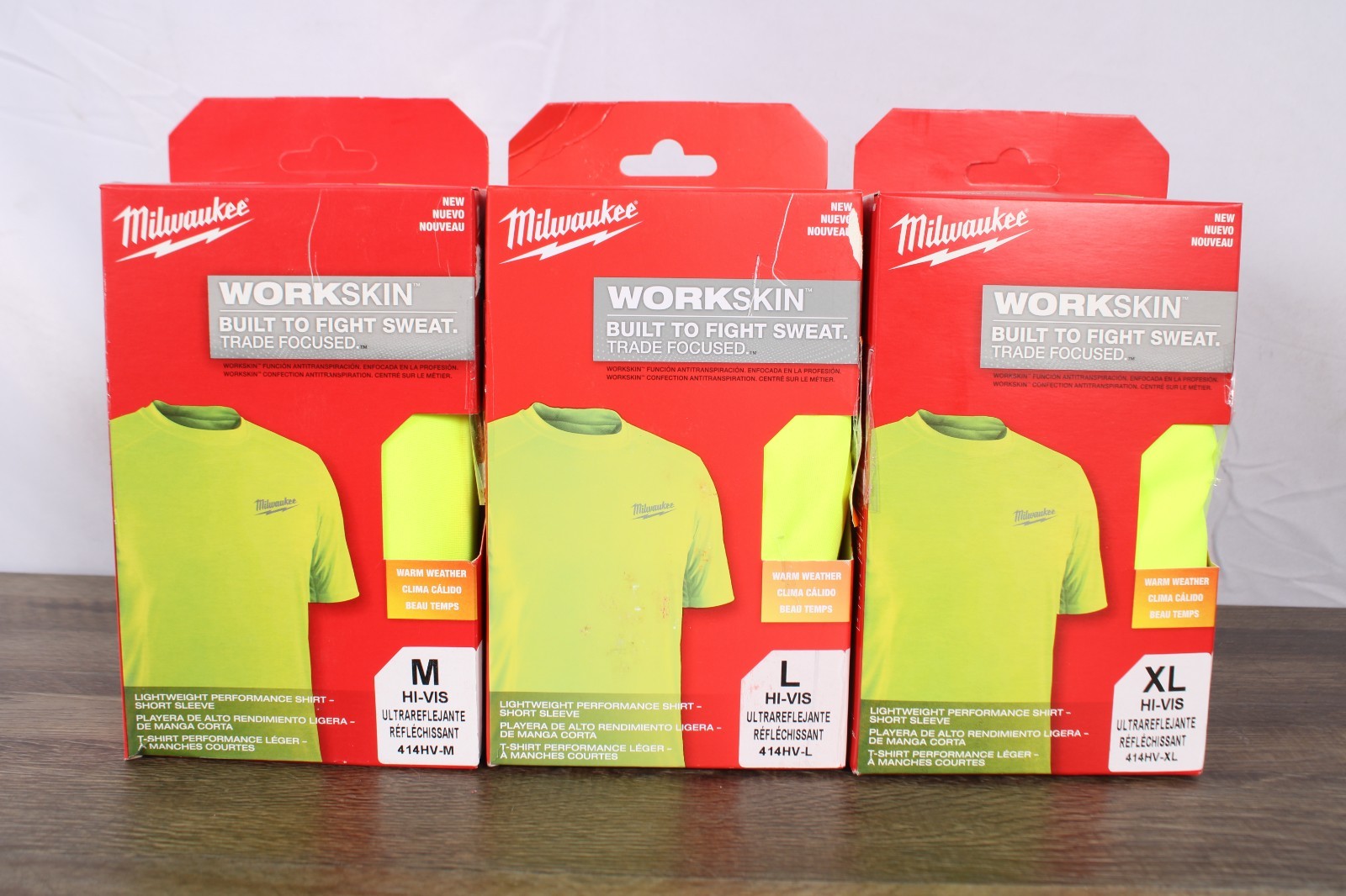 Milwaukee WORKSKIN Performance T-Shirt Short Sleeve Hi-Vis Gray Black M-XL New
