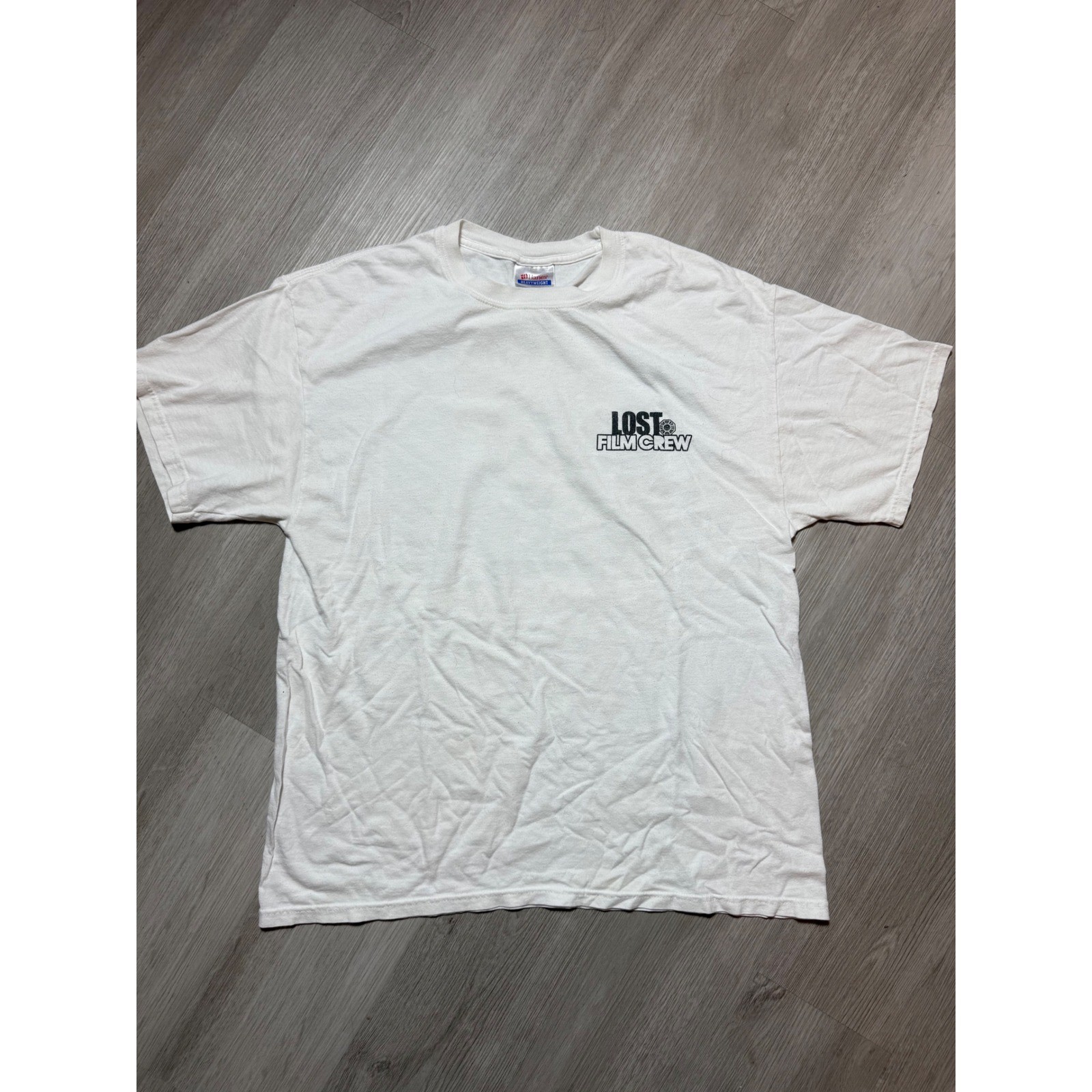 Lost TV Show Film Crew Shirt Hanes Heavyweight White Final Season Hawaii Large