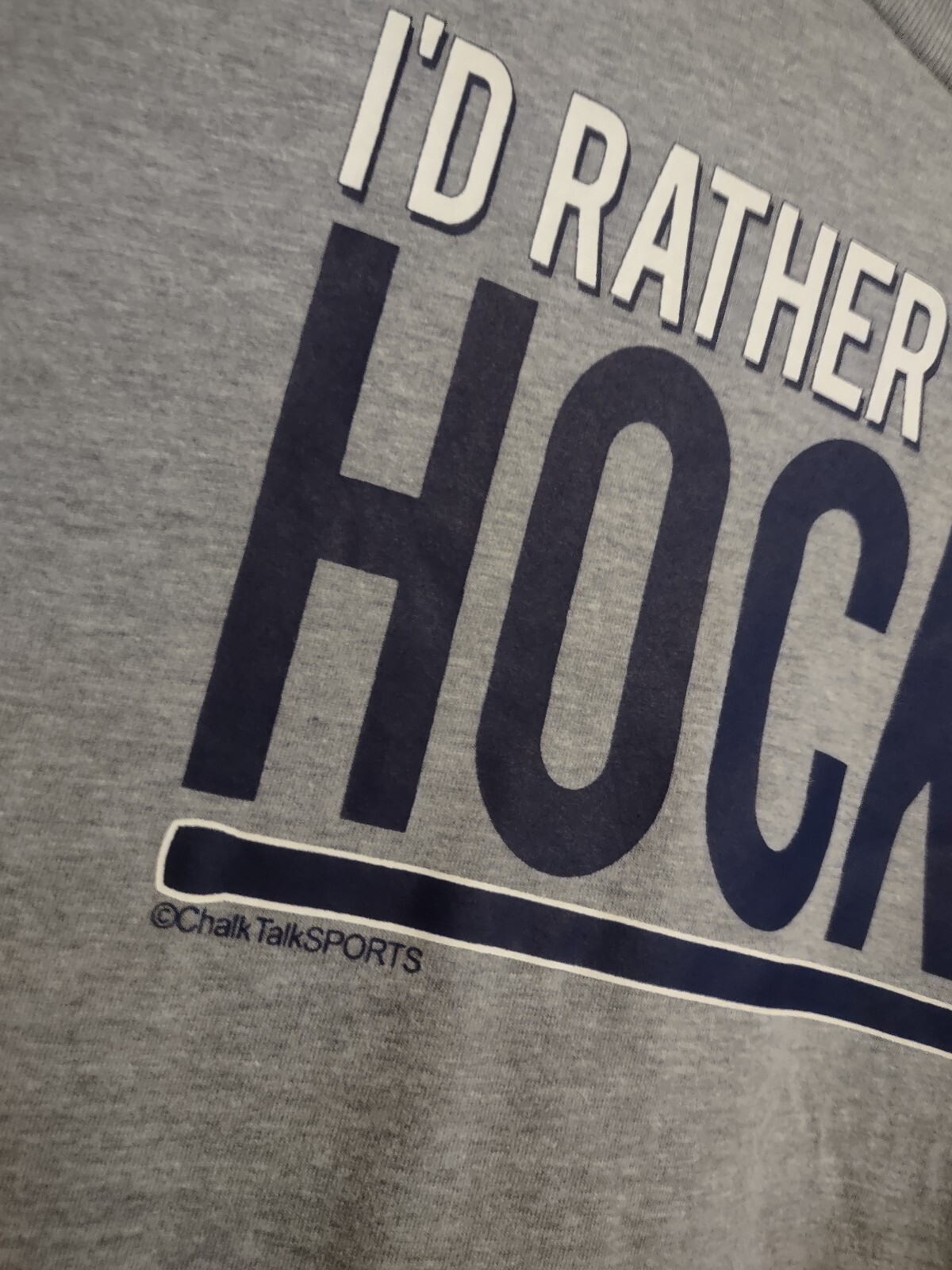 Mens XL T-Shirt I’d Rather Be Playing Hockey Gray Chalk Talk Sports NHL