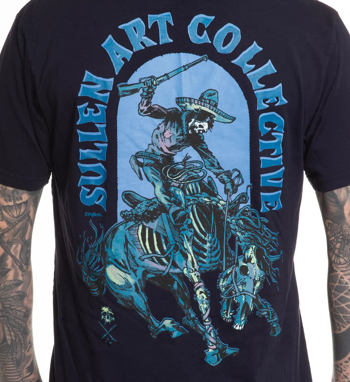 Sullen Men’s Fantasma Short Sleeve Premium T-shirt Skeleton Cowboy Tattoo Tee