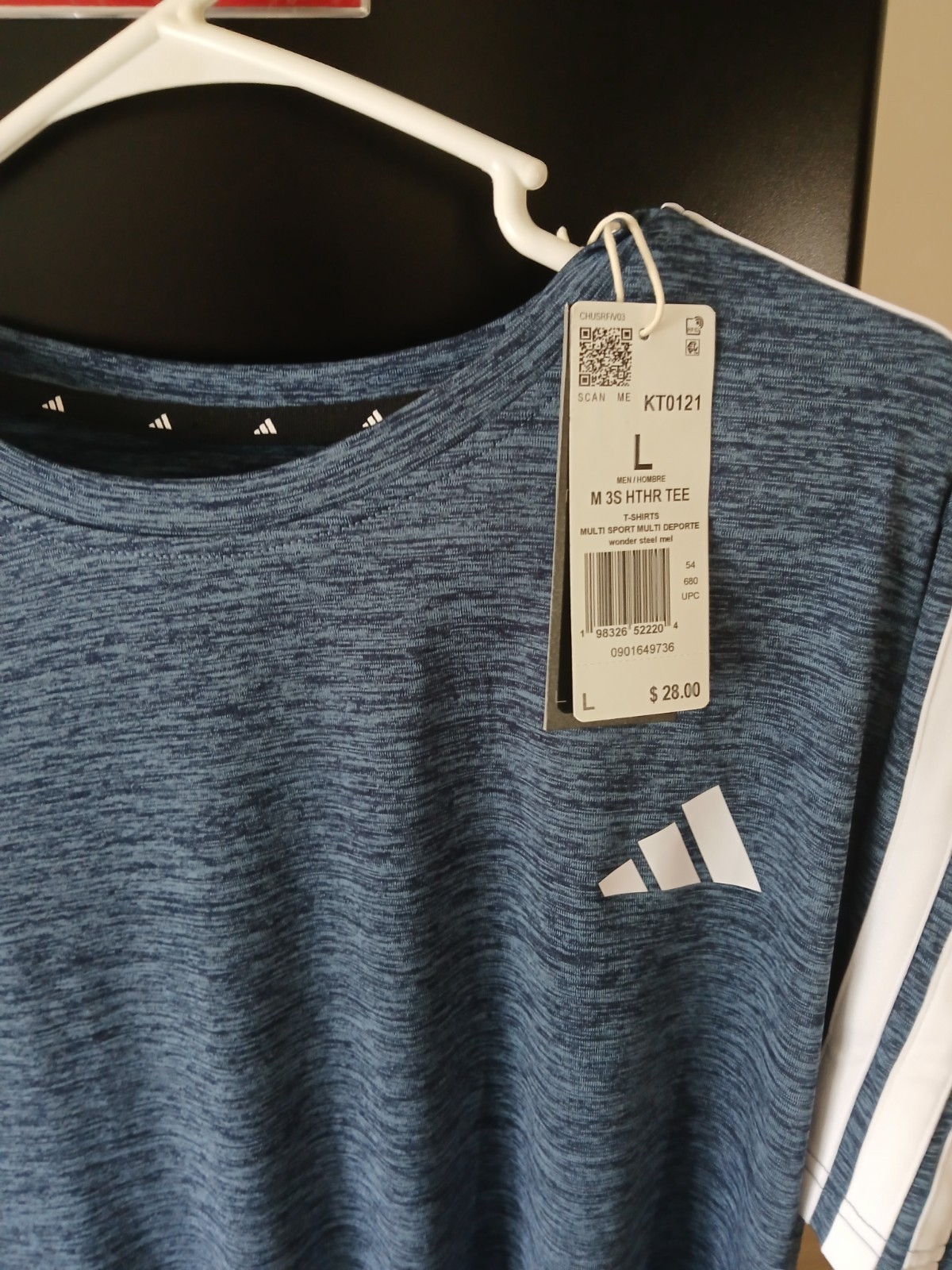 3S HTHR TEE (Men’s 3-Stripes Heather Tee)​Colorway: Wonder Steel Melange (a…