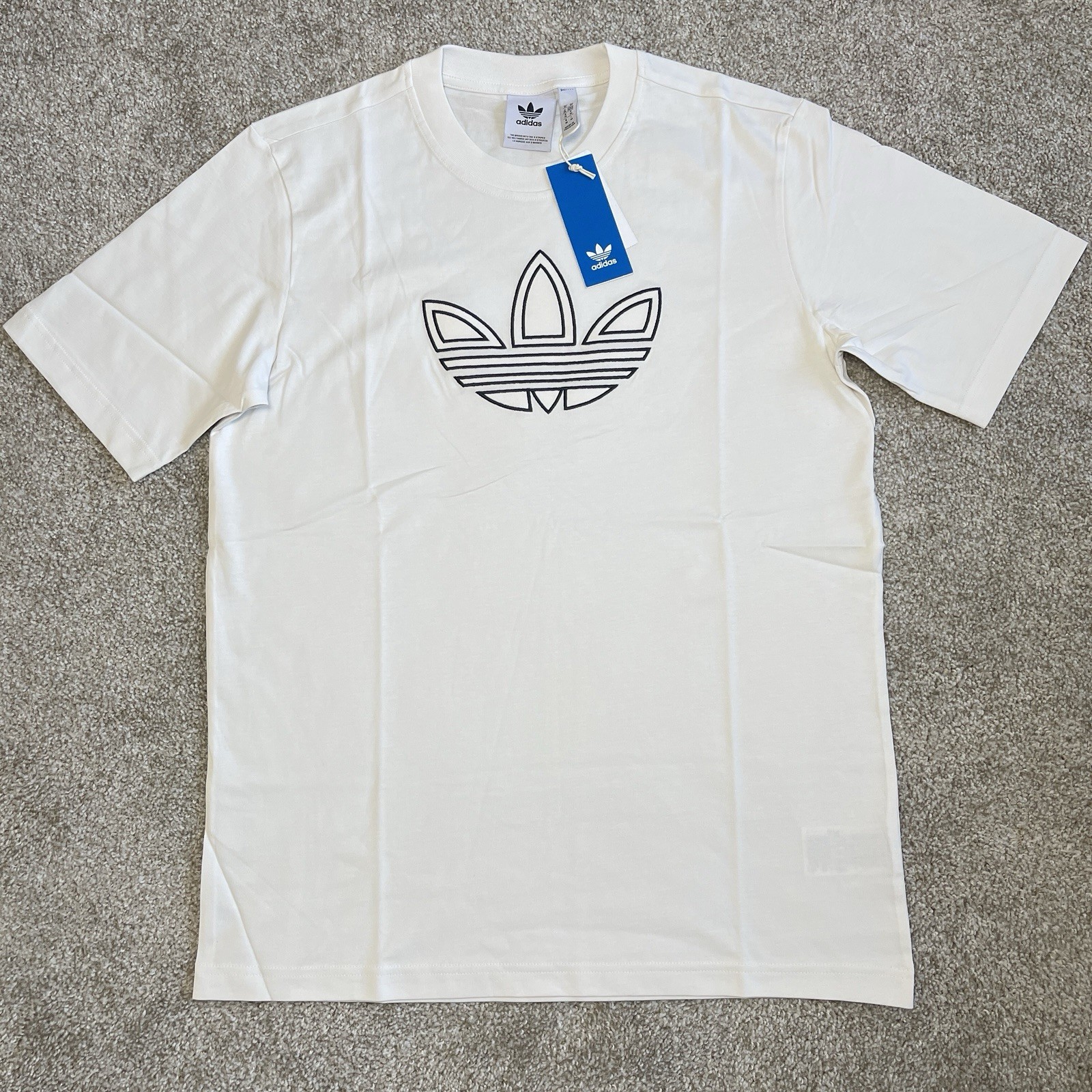 Adidas Outline Embroidered Trefoil Logo Men’s Casual T-Shirt Cloud White Size M