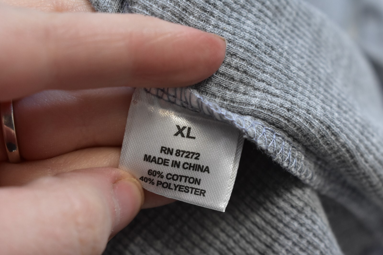 City Lab Classic Waffle Thermal Long Sleeve Heather Gray Shirt Mens XL