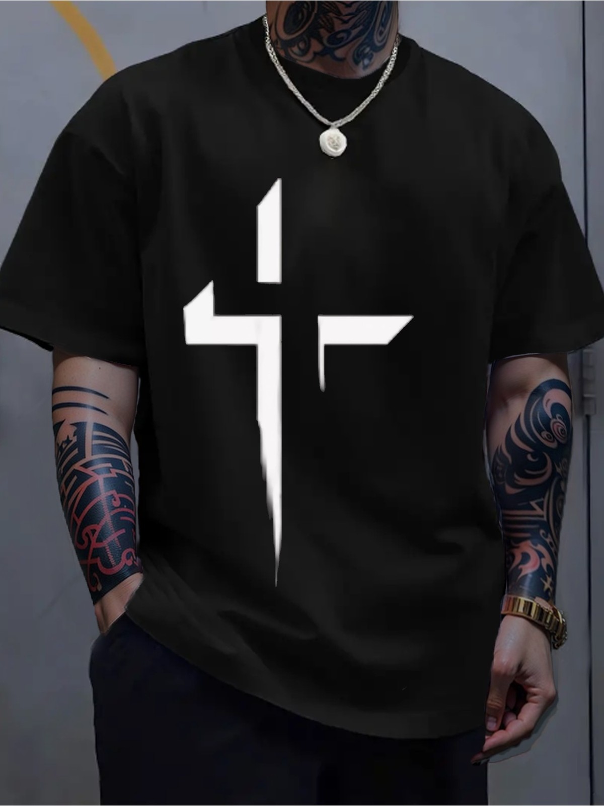 Christian Cross Graphic T Shirt Faith Gift for Men Women