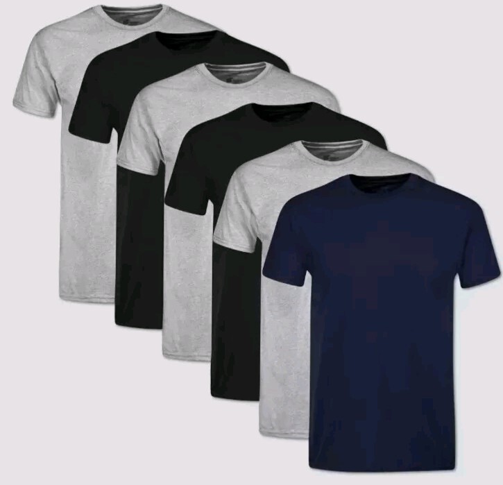 Hanes 6-pack Mens Crew Neck T-Shirt 100% Cotton Crewneck Tees Black/Gray XL