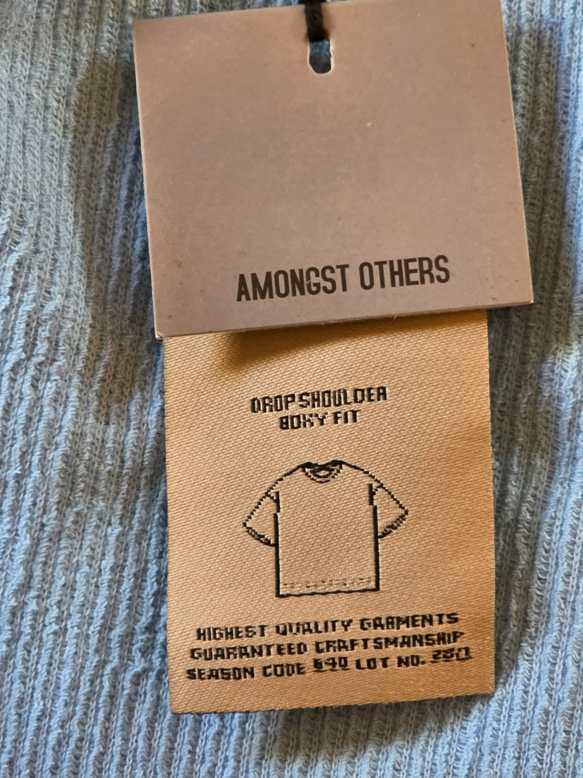 Amongst Others Men S Drop Shoulder Boxy Fit T-Shirt Blue Ribbed Pocket Shirt NWT