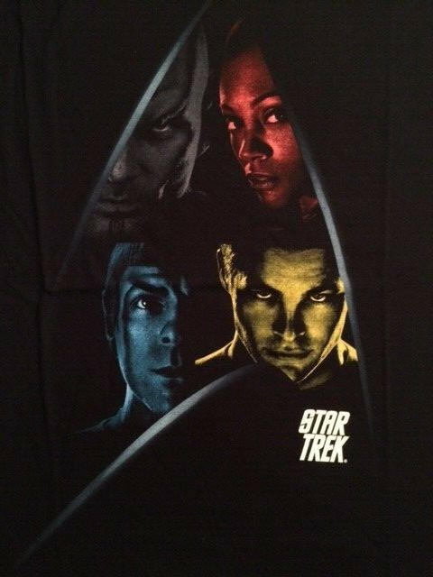 Star Trek 2009 Movie Cast Crew Quinto, Pine, Black T-shirt Official New Unworn