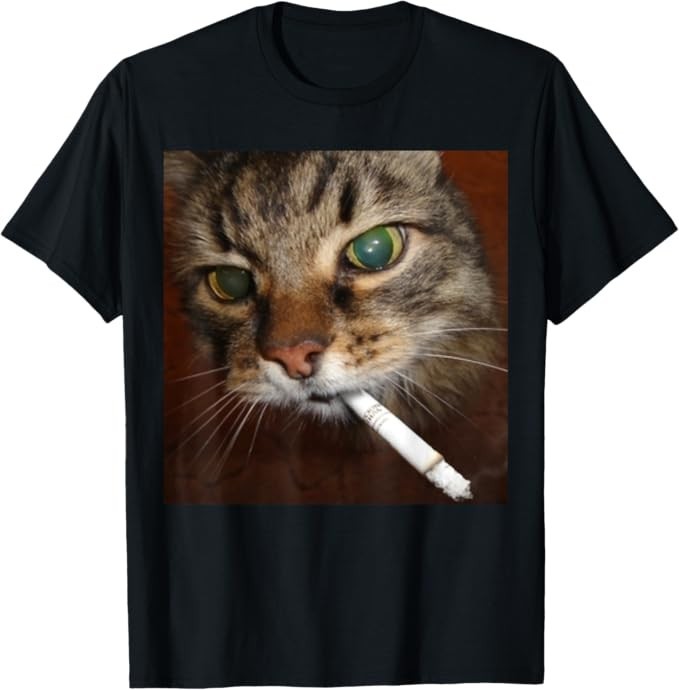 Cat Meme Cat Smoking Cigarette T-Shirt