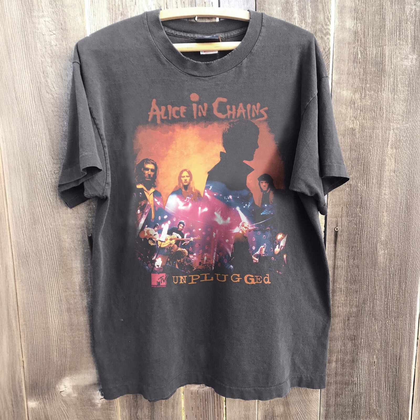 Alice In Chains MTV Unplugged Live Graphic T-Shirt Charcoal S-5XL