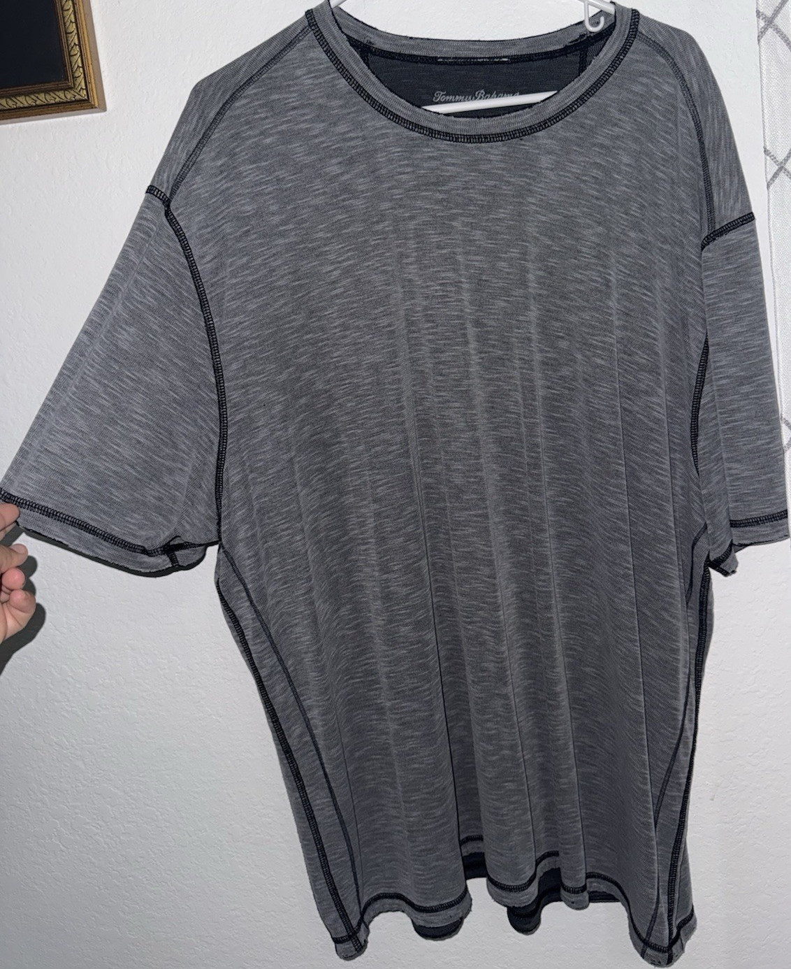 Tommy Bahama Men’s Gray Knit Crew Neck Short Sleeve T-Shirt XL Contrasting Trim