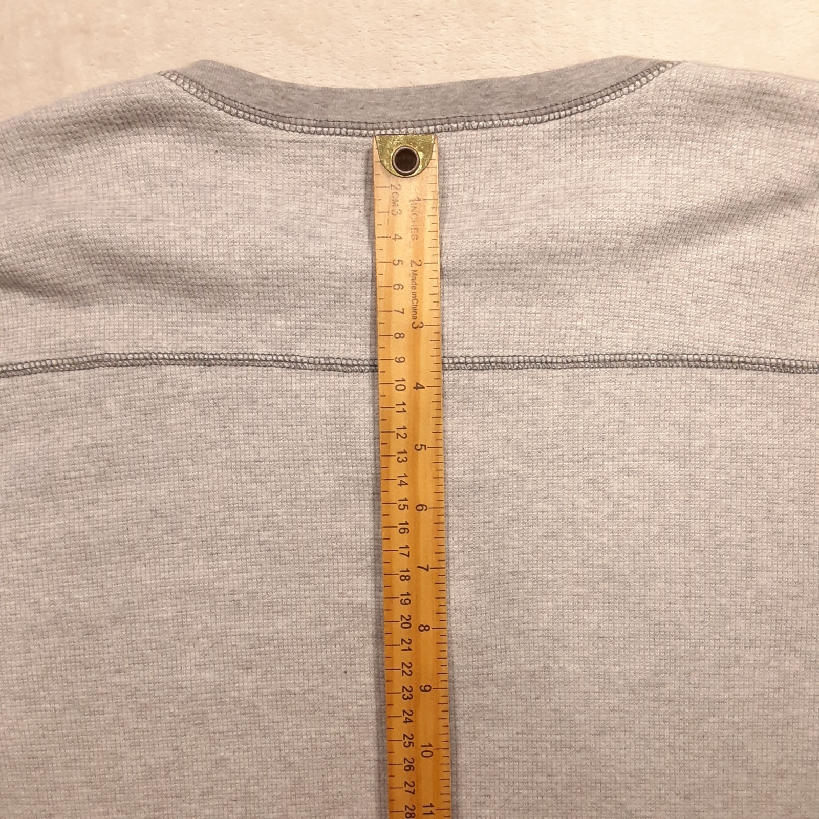 Woolrich Mens Lightweight Stretch Cotton Henley Thermal L Gray Waffle Knit LS