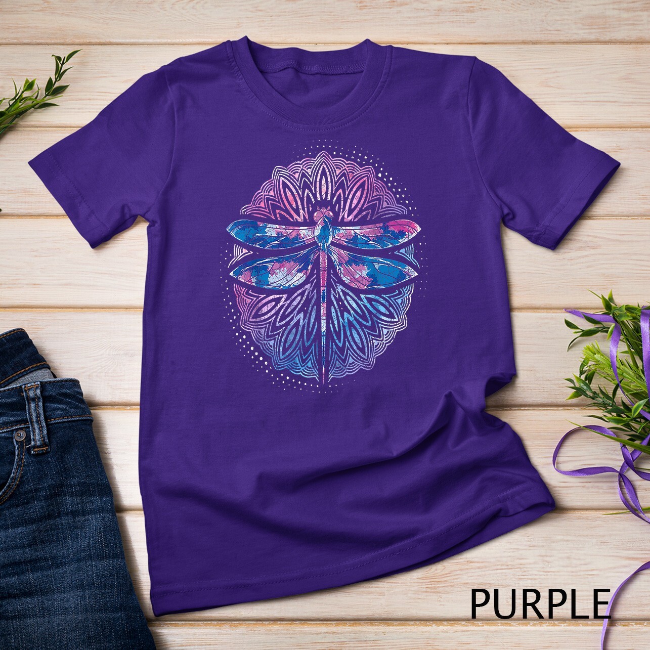 Dragonfly Yoga Meditation Prana Sacred Geometry Mandala T-Shirt Unisex T-shirt