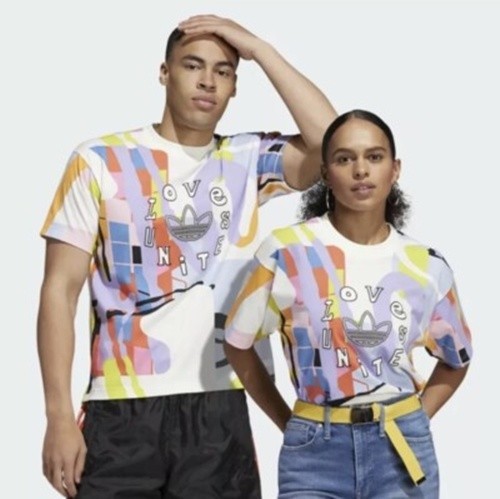 Adidas Love Unites AOP Multicolor Camo Tee T Shirt Short Sleeve XXS 2XS