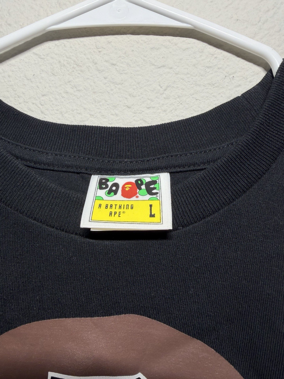 A Bathing Ape BAPE Black Ape Head Logo Graphic Katakana Crew Neck Tee Men’s L