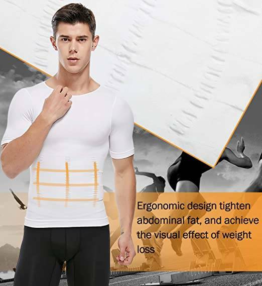 Men T-shirt Male Body Shaper Compression Shapewear Fitness Tummy Control Vest US