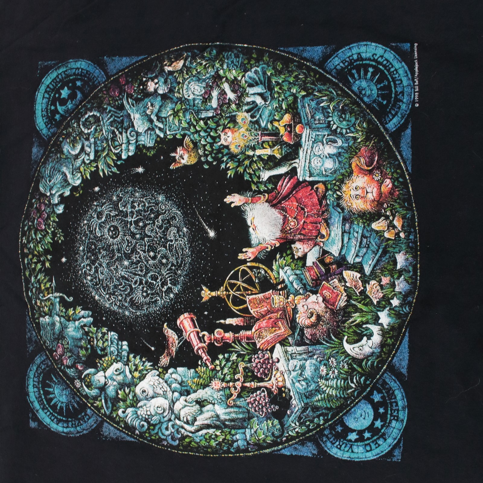 Humanitees Bill Bell 1998 fantasy wizard astrology t-shirt XL vtg 90s art tee