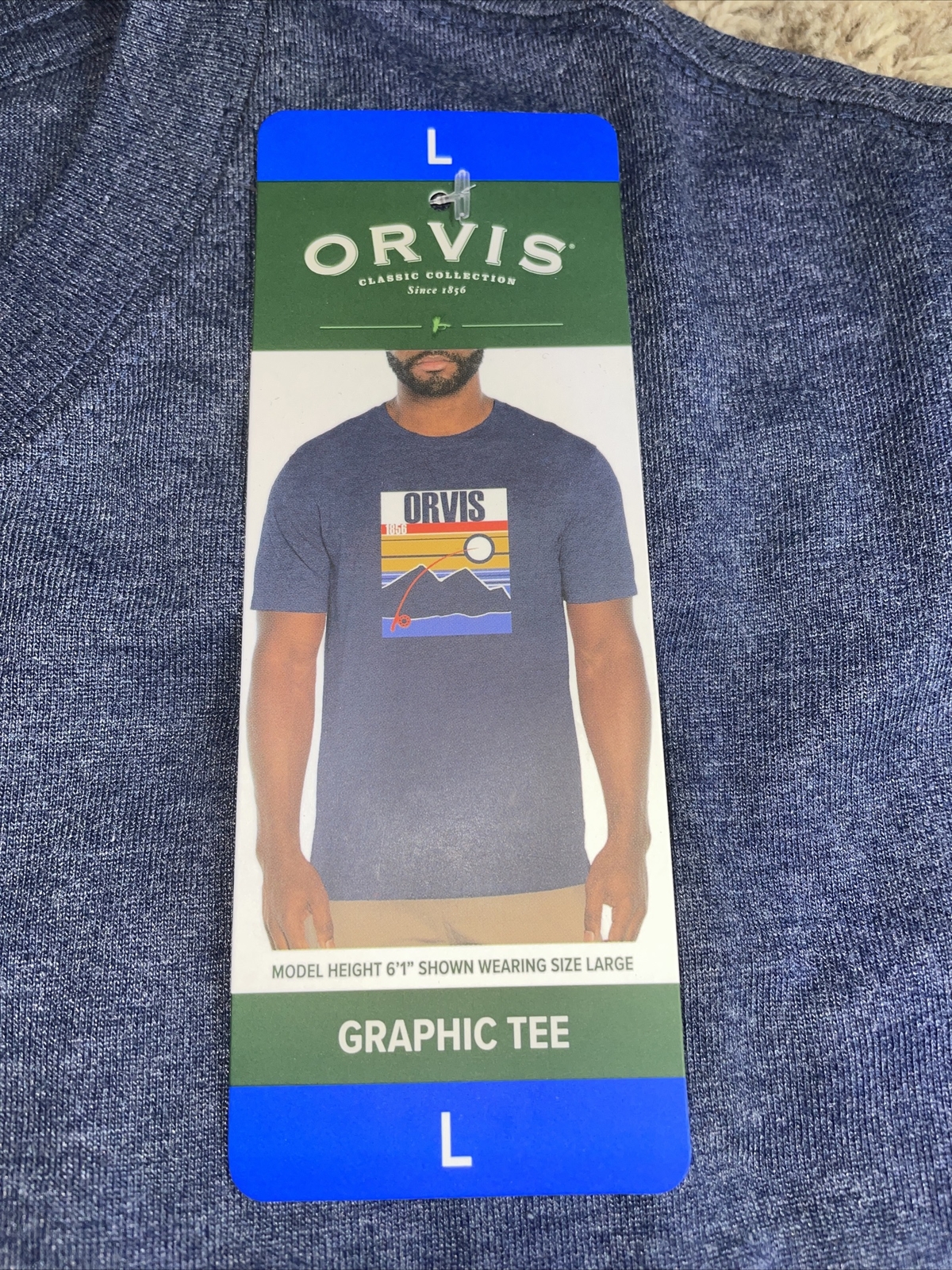 New Mens ORVIS Blue Tee Shirt Size Large