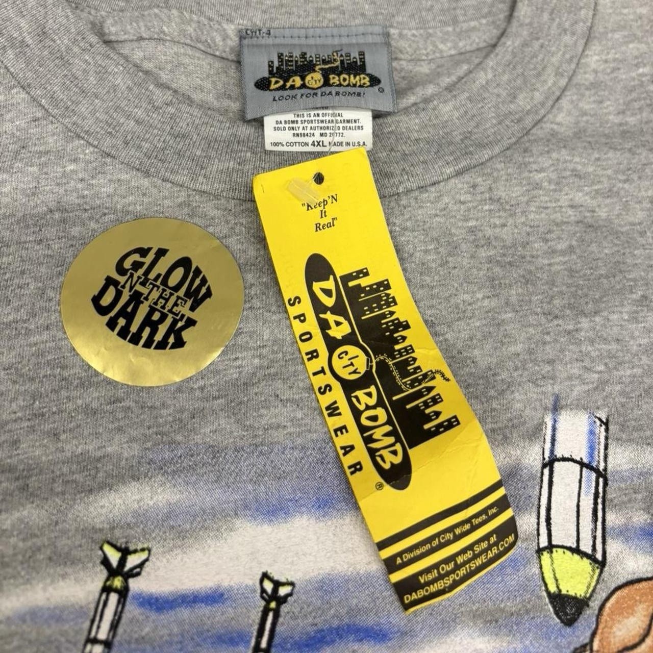 Vintage 90s Da City Bomb Streetwear NYC Glow In Dark Comic Tee Y2K Hip Hop 2XL