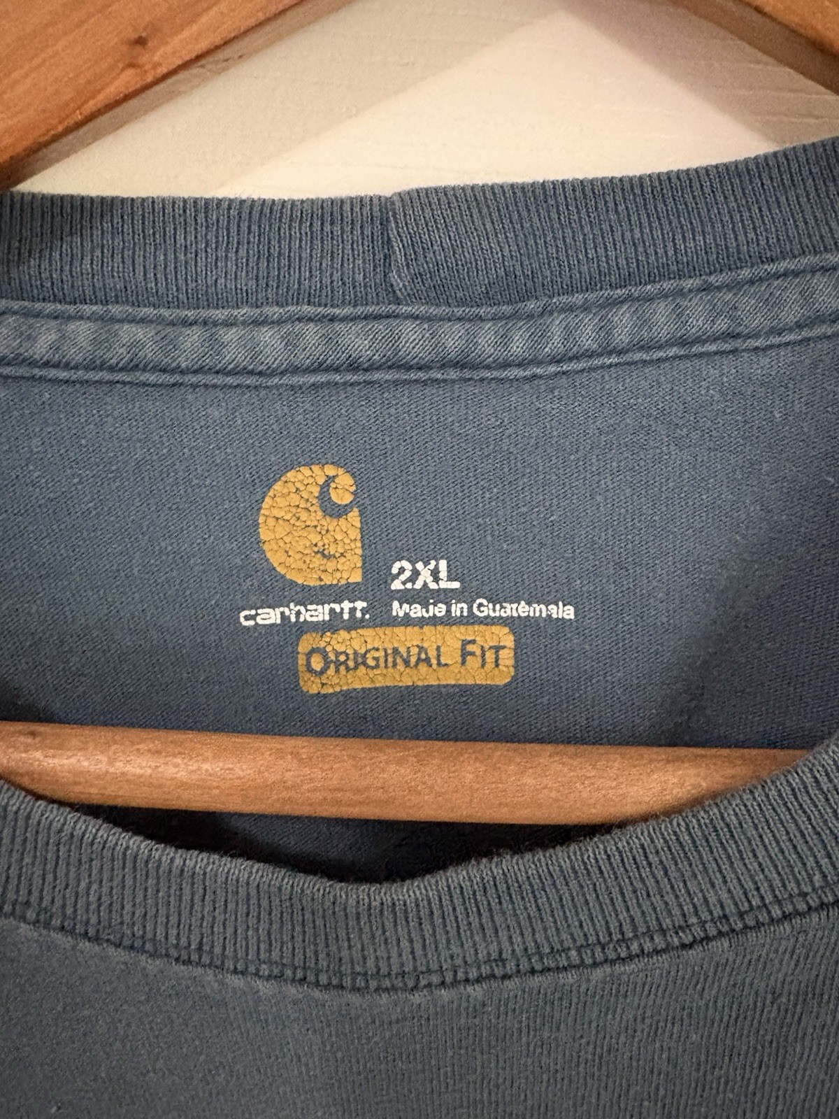 Carhartt Blue Solid Pocket Logo Short Sleeve Crew Neck T-Shirt Men 2XL