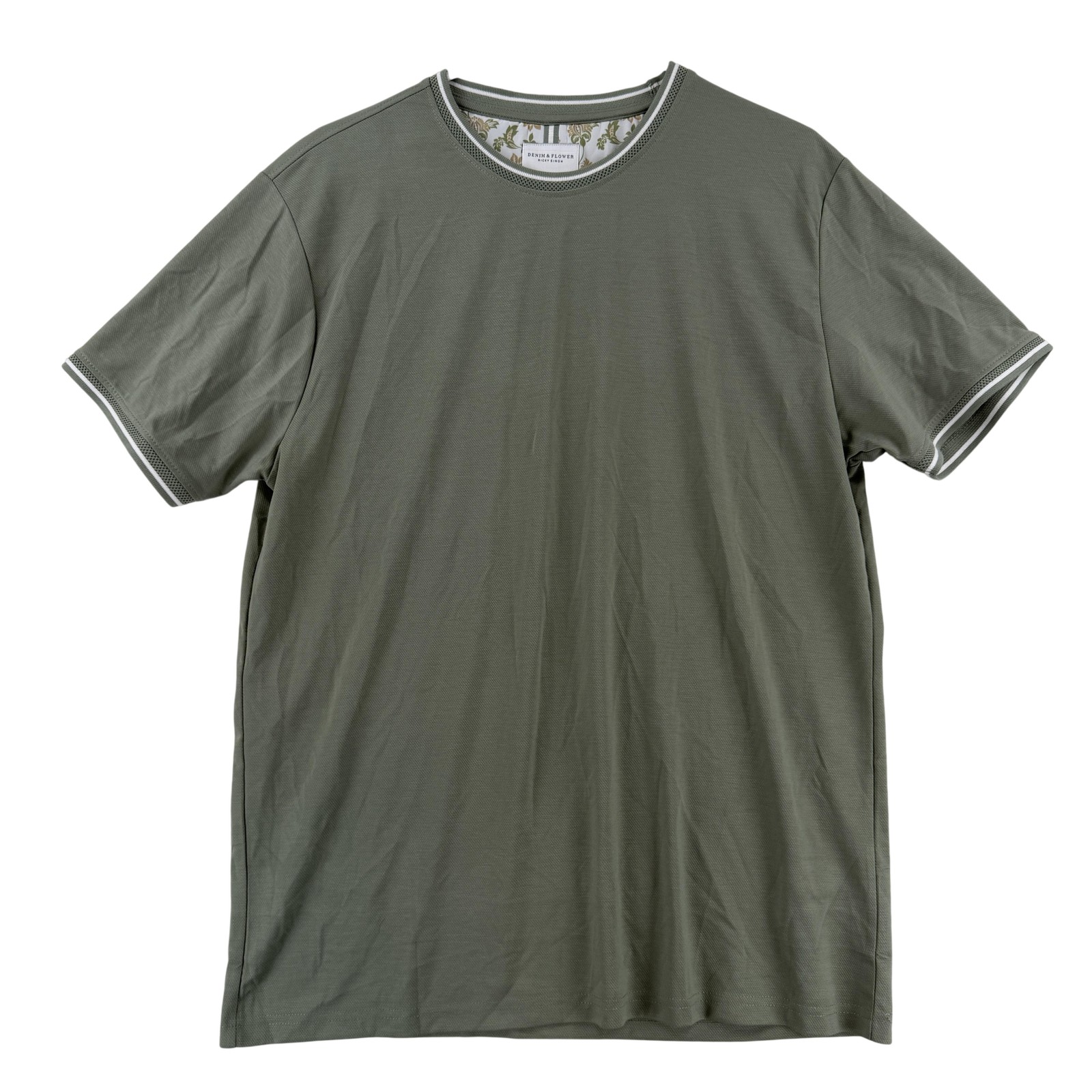 Denim & Flower Shirt Mens XL Green Tri-Blend Knit Crew Neck T-Shirt NWT