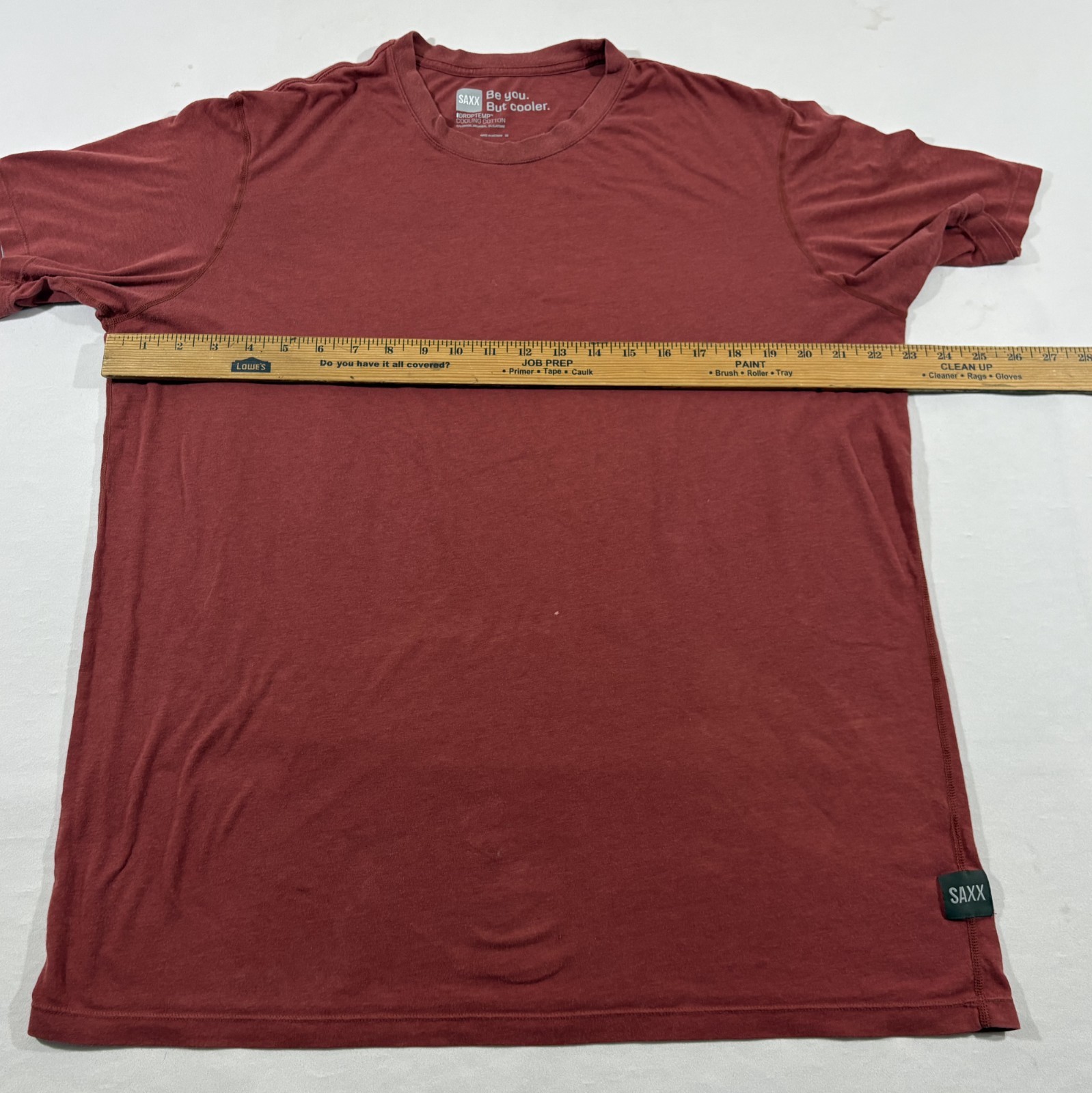 SAXX Mens Red DropTemp Cooling Cotton Tee T-shirt Performance Crew Casual Sz L