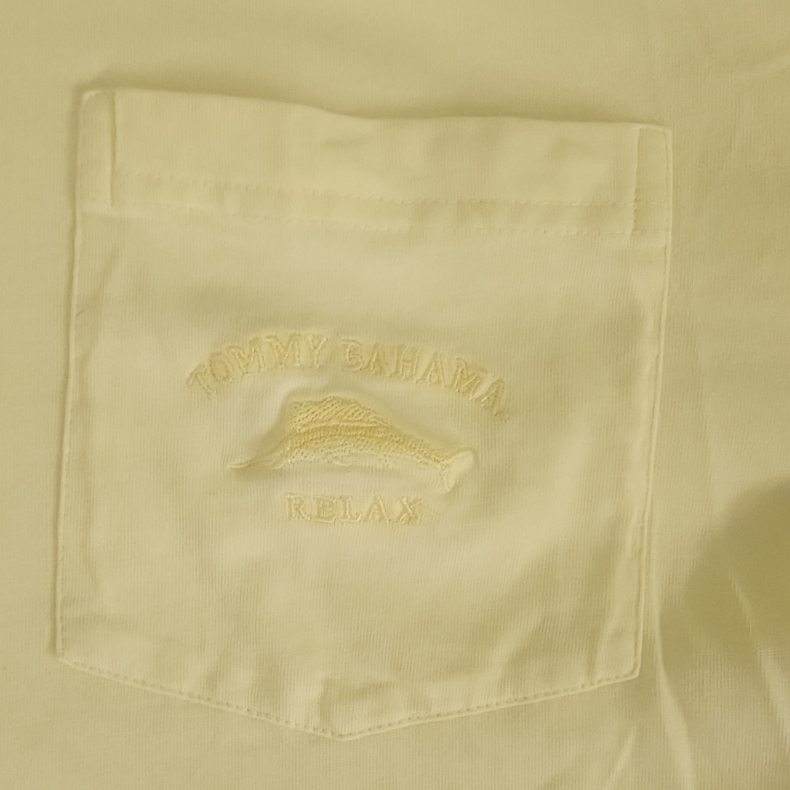 Tommy Bahama Relax Mens L Yellow Solid Pocket Crew Neck Short Sleeve Tee