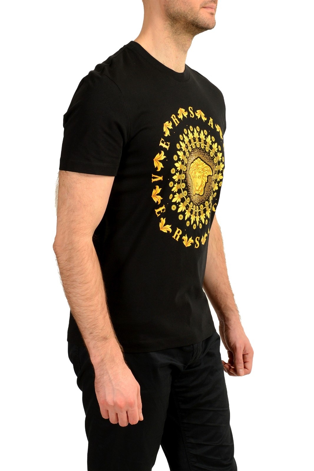 Versace Men’s Black Gold Medusa Head Crewneck Short Sleeve T-Shirt US 2XL IT 56