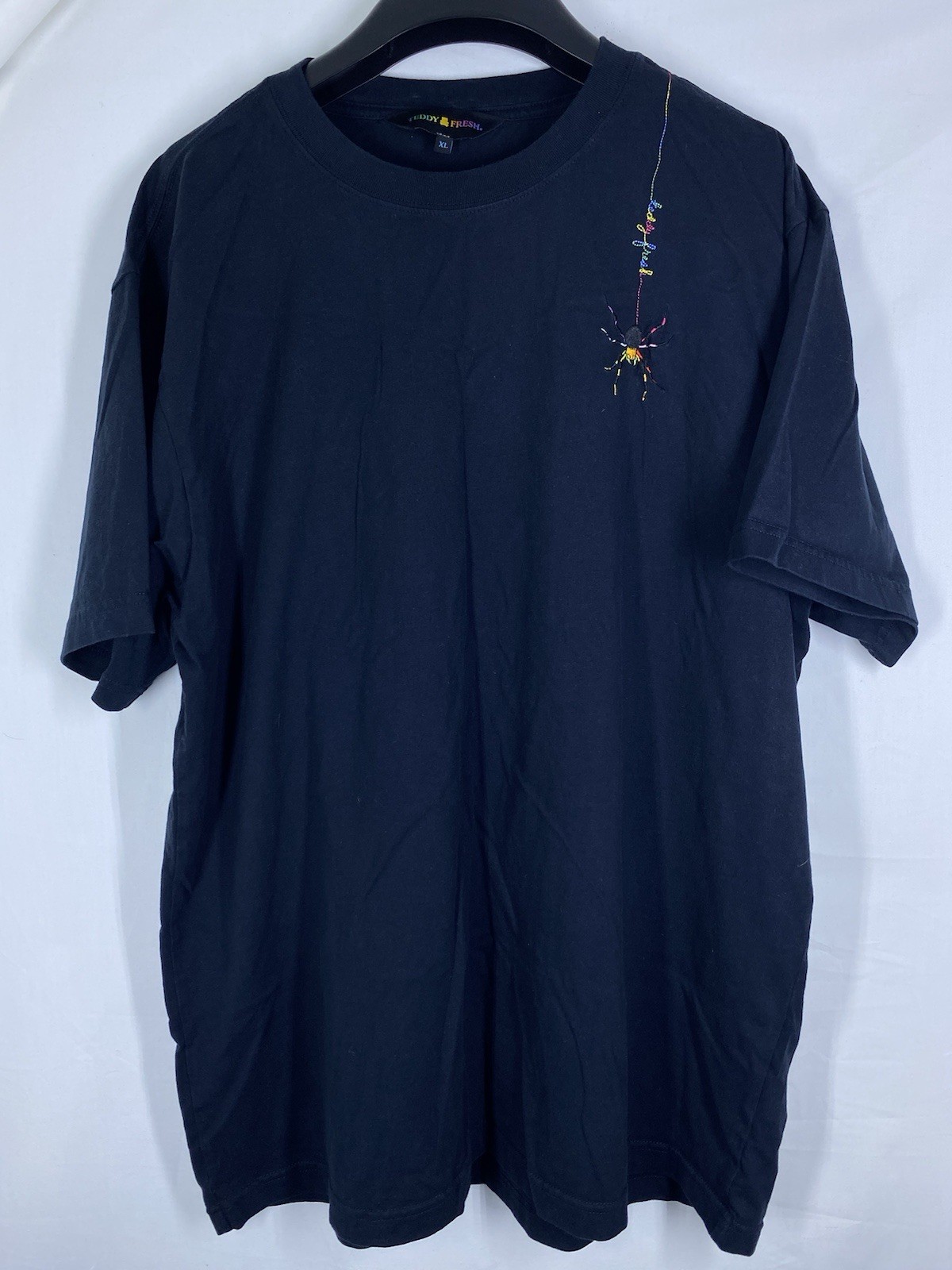 Teddy Fresh Shirt Mens XL Black Spider Web Embroidered Short Sleeve Skater USA