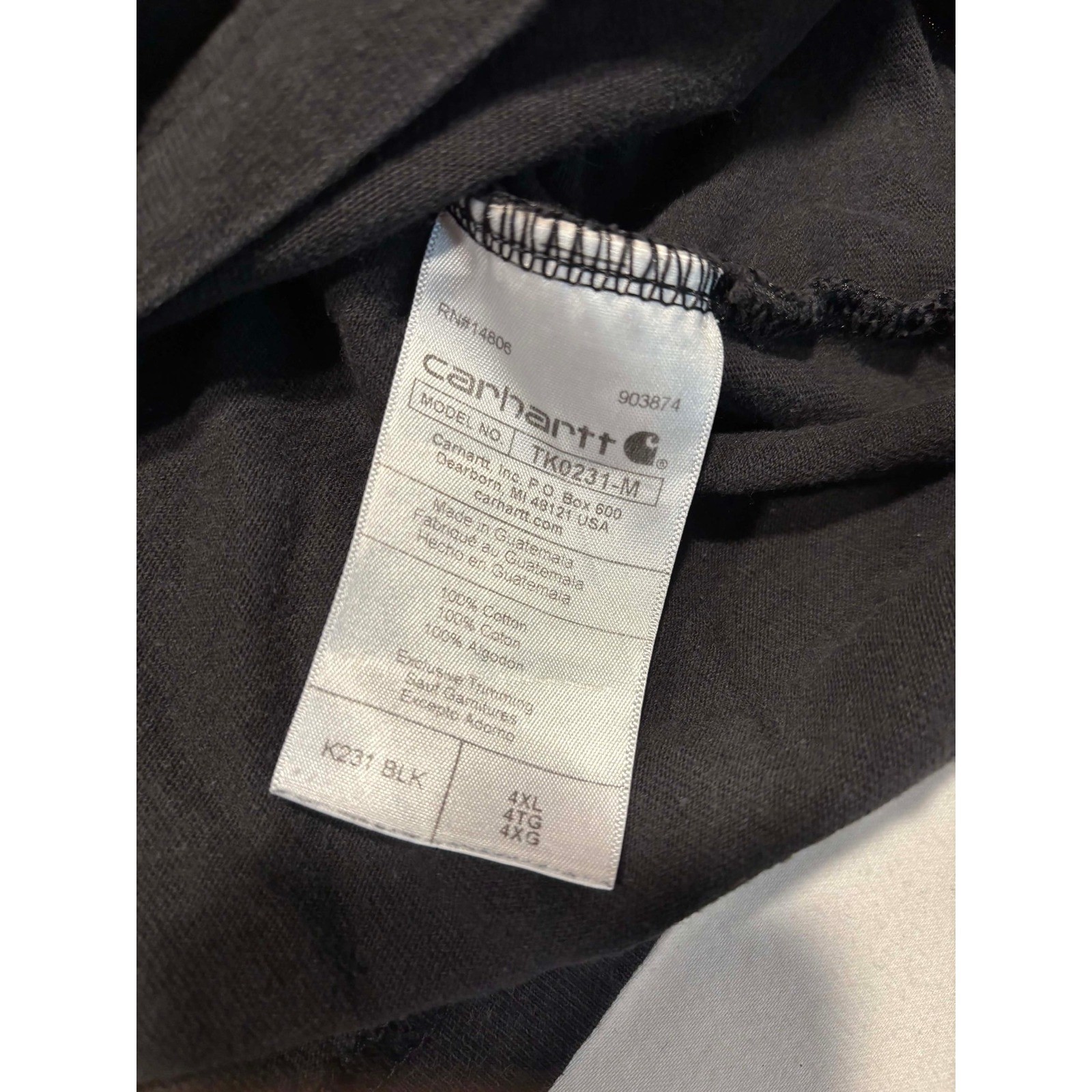 Carhartt Mens 4XL Black Loose Fit Long Sleeve Graphic T-Shirt TK0231-M