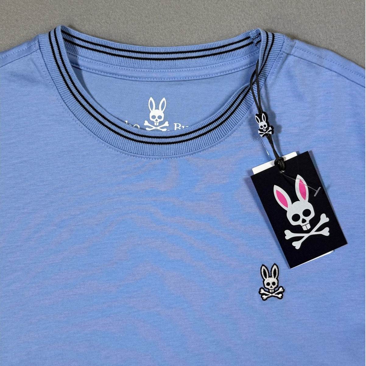 Psycho Bunny Pima Cotton Tipped Logo Tee, Black 3/XS $65
