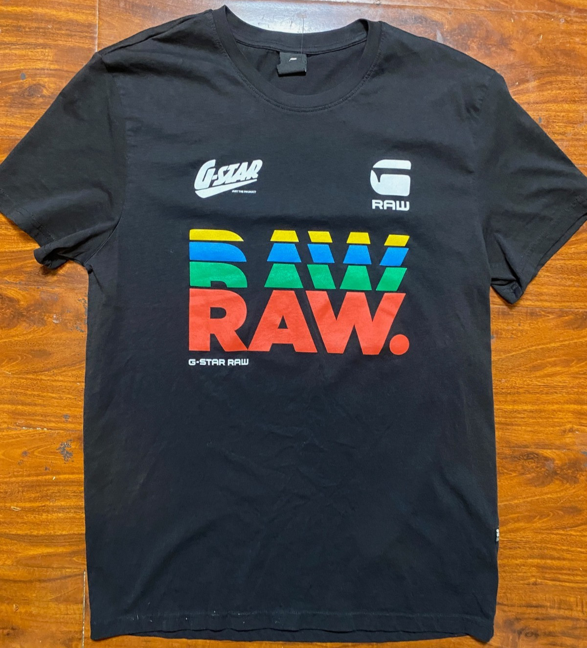 G-Star Raw Black Multi-colored Rasta-inspired palette Streetwear SZ M-NWOT