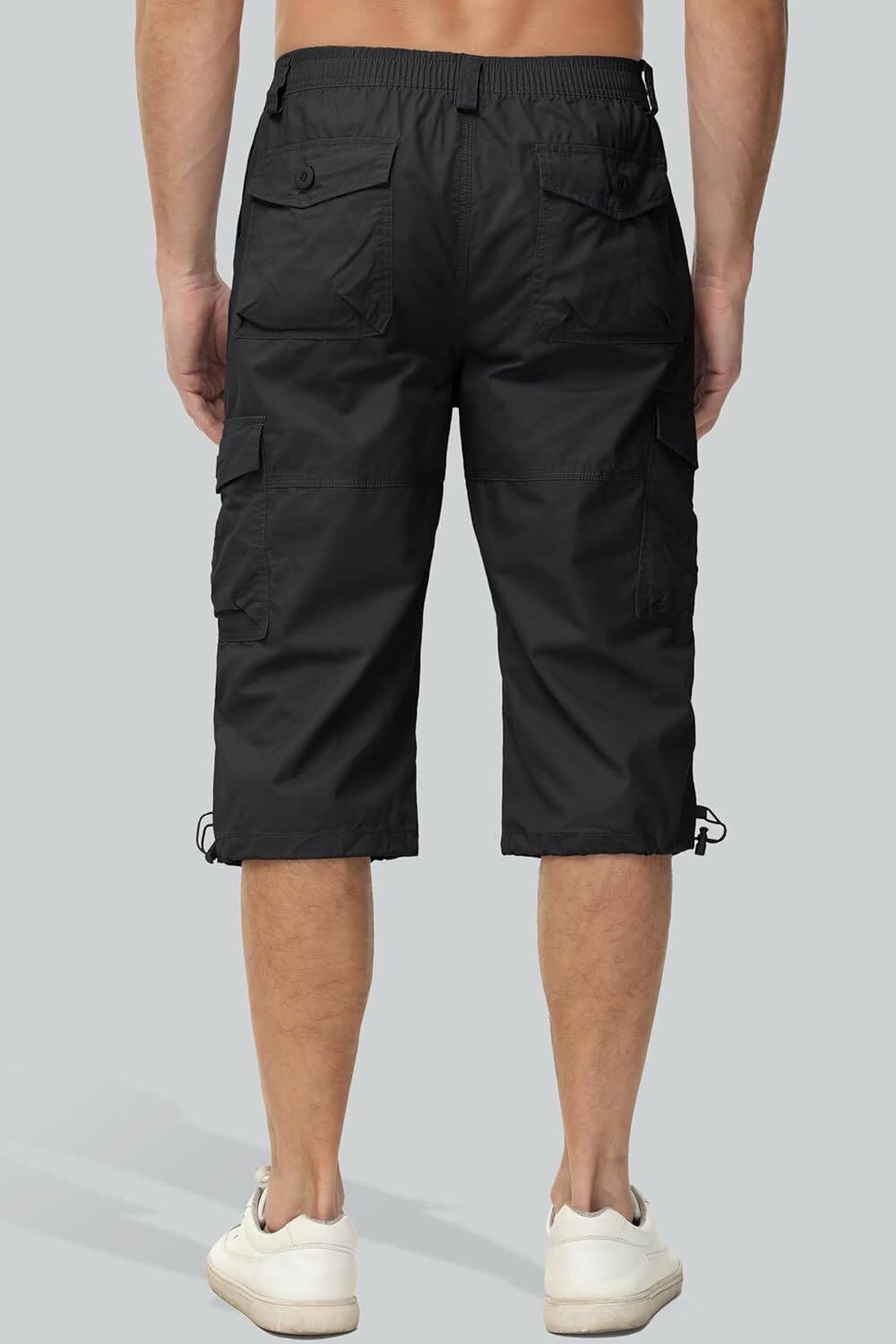 MAGCOMSEN Men’s Below Knee Long Shorts Cotton Work 3/4 Cargo Capris 40, Black