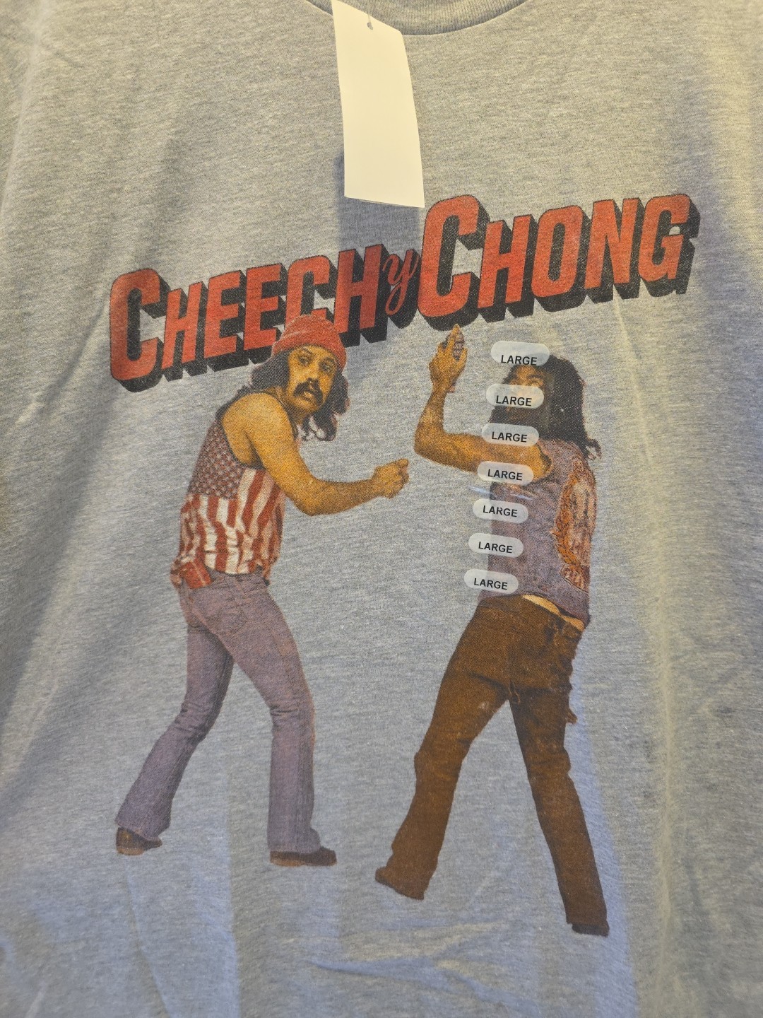 NWT Licensed CHEECH & CHONG GRAY COTTON/POLY T-Shirt GOODIE TWO SLEEVES