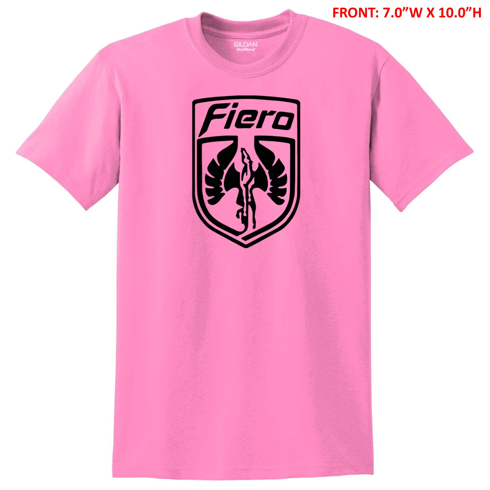 PONTIAC FIERO EMBLEM 7.0″W x 10.0″H UNISEX GILDAN T-SHIRT S-3X -12 COLOR OPTIONS