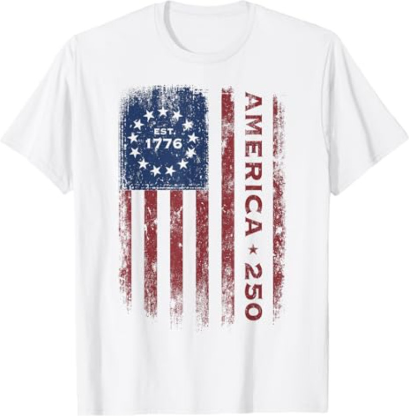 250 Years America Vintage Historical US Flag T-Shirt