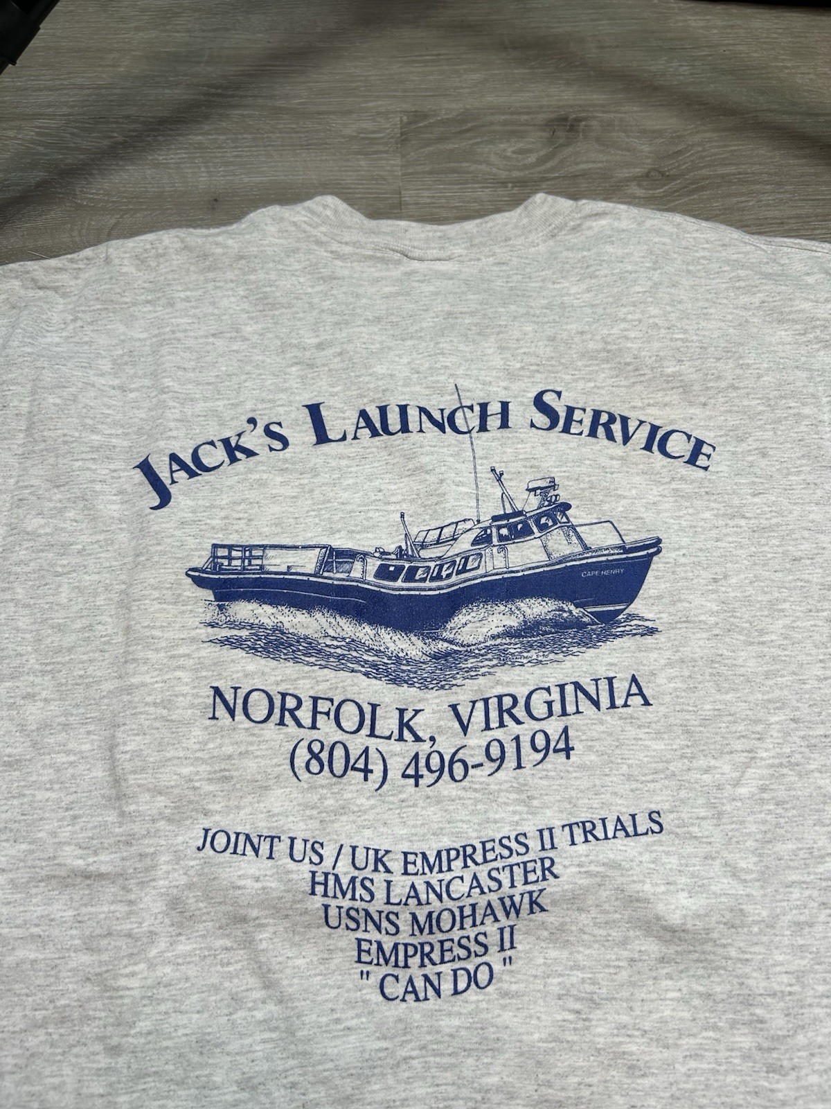 Vintage Jacks Launch Service Boat Fishing T Shirt Norfolk Virginia Size XL