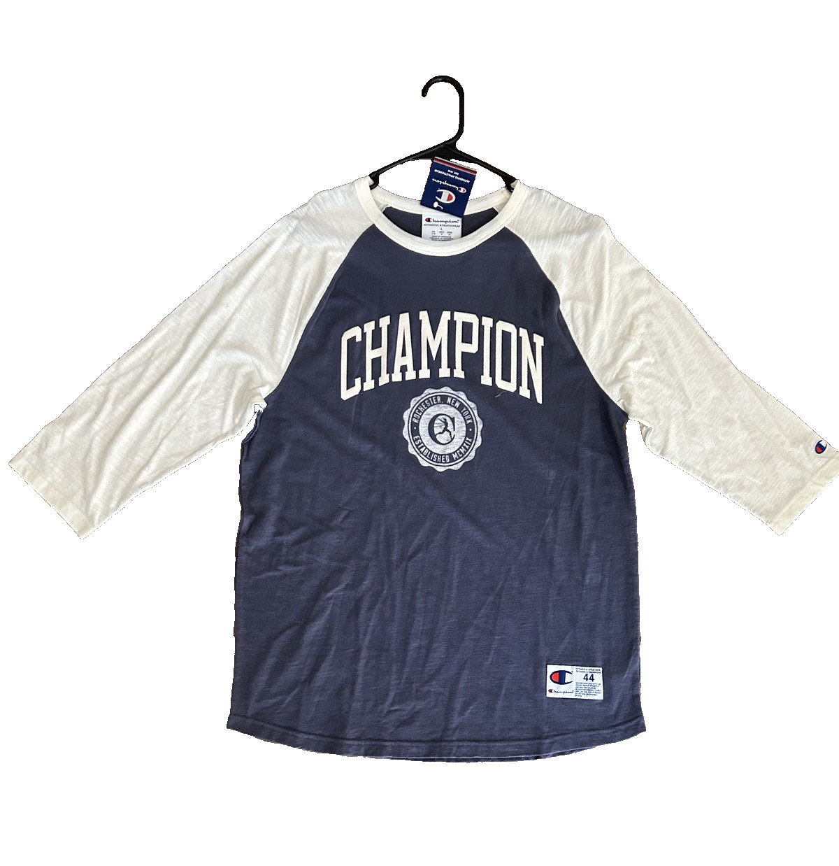 Mens Champion Anchor Slate Rochester Long Sleeve Slub Shirt Blue Size Large