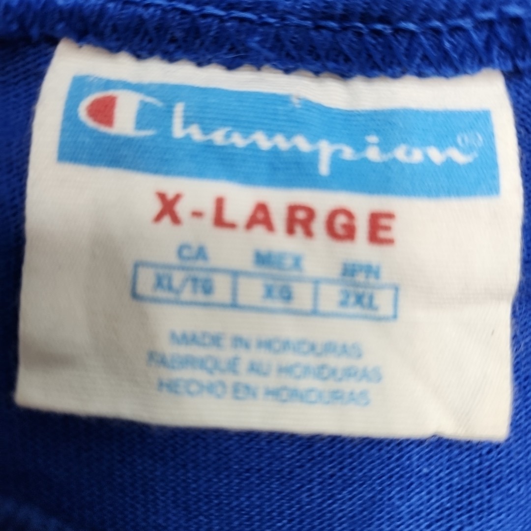 Vintage Champion Athletic Blank T-Shirt Men XL Sportswear Plain Blue Late 90s