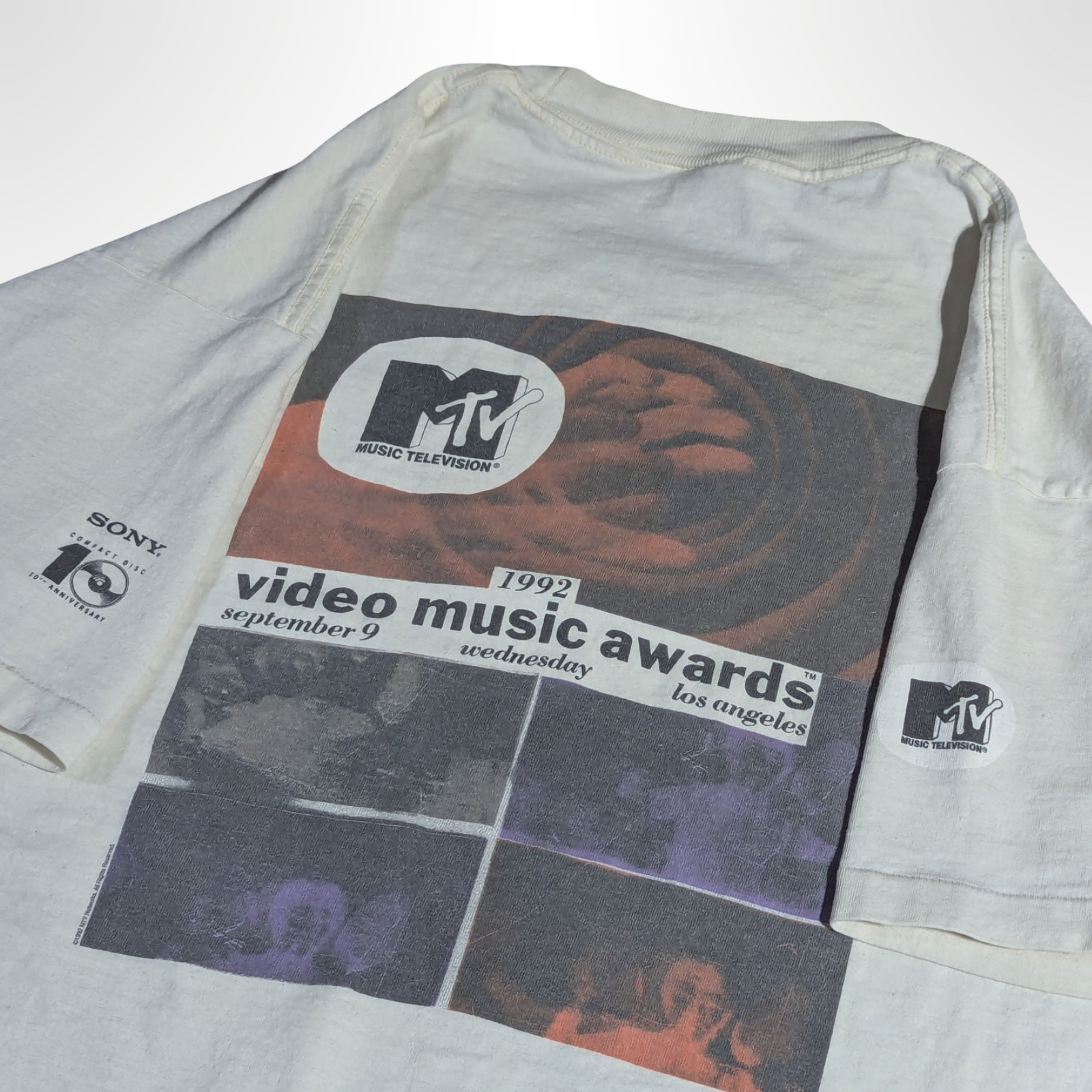 👀RARE 1992 MTV VMAs T-Shirt Los Angeles – Nirvana ‘RM’ STUNT – RHCP – Pearl Jam