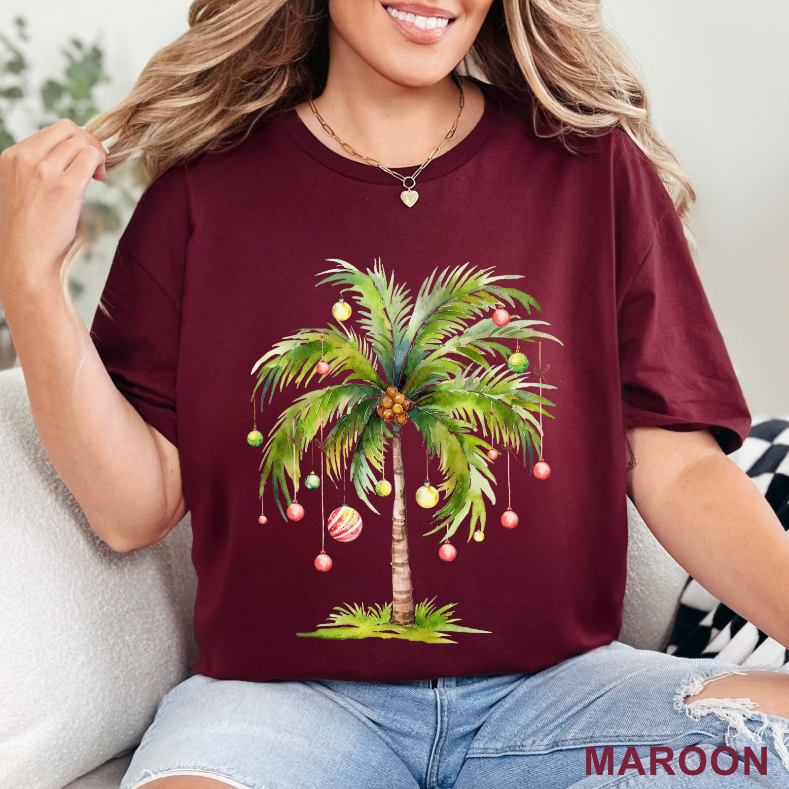Christmas Palm Tree Shirt, Christmas Tree Tee, Tropical Palm Christmas, 203733