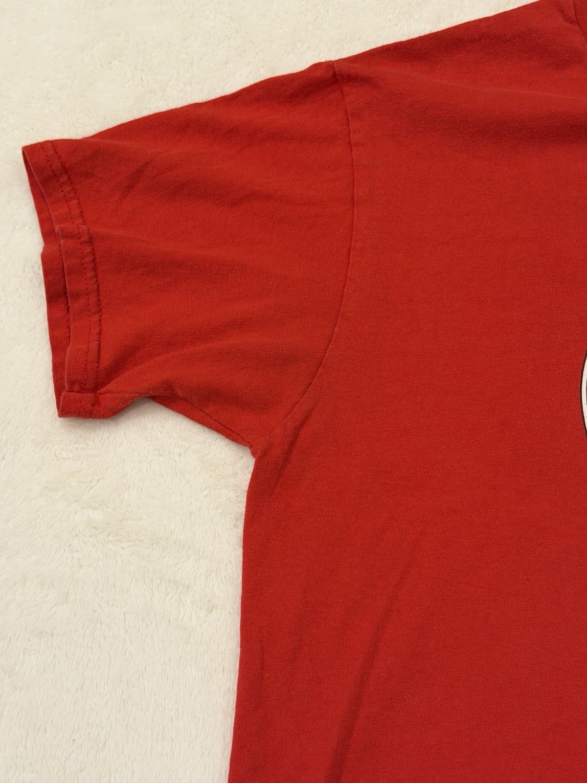 VTG Fruit Of The Loom Heavy Cotton T-Shirt Size M 100% Cotton Graphic Print Red