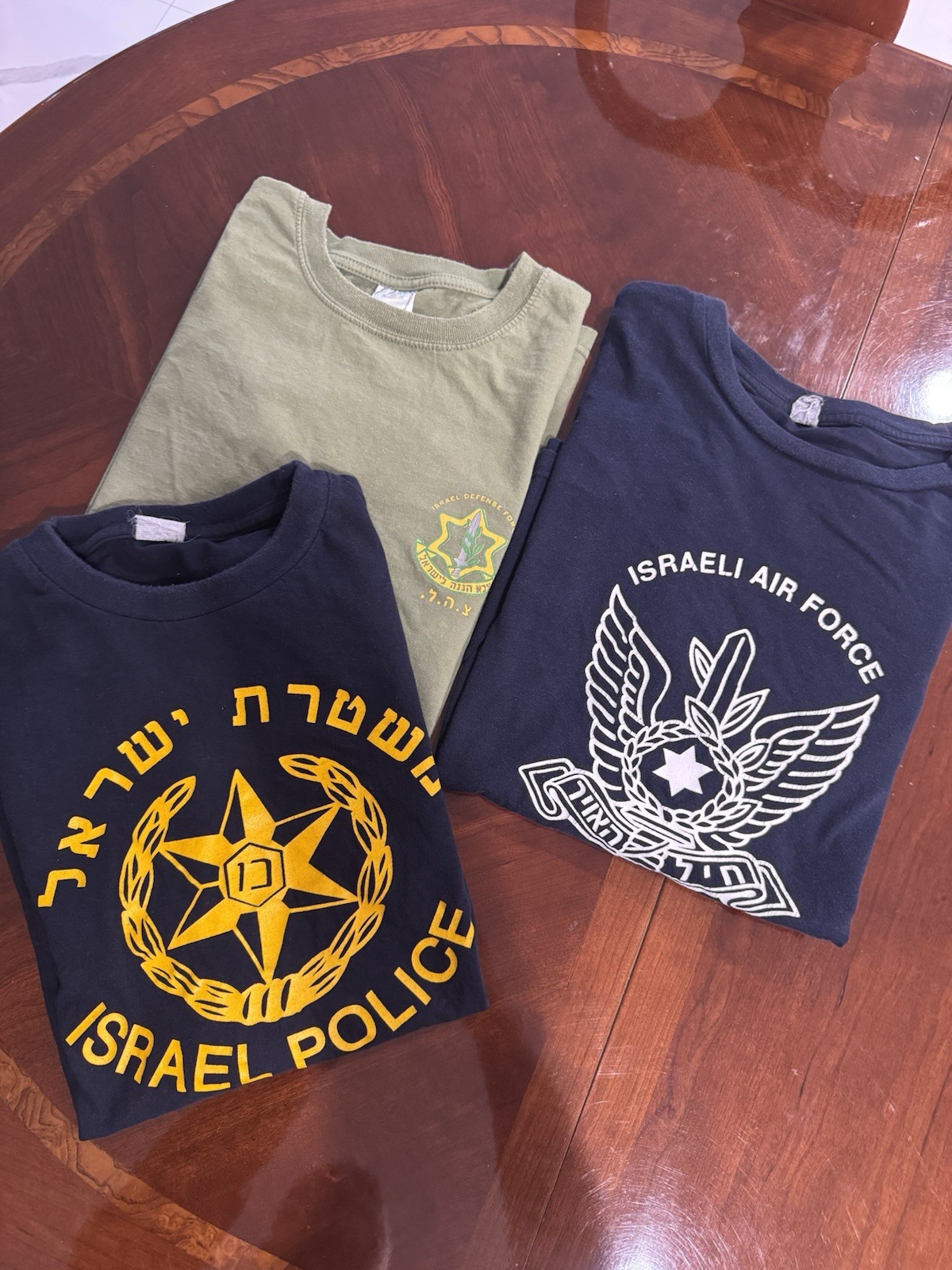 LOT OF 3 – ISRAEL T-SHIRT IDF ISRAELI AIR FORCE ISRAEL POLICE – NO SIZE
